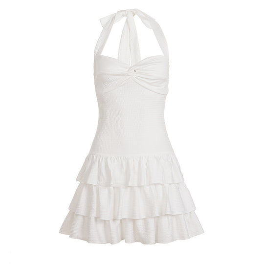Damen Sommerliches Tüllkleid mit verstellbaren Spaghettiträgern und Rüschendetails EB