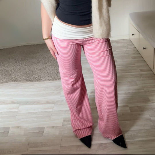 Damen Modische, komfortable Lounge-Hose mit Streifenmuster und elastischem Bund EB