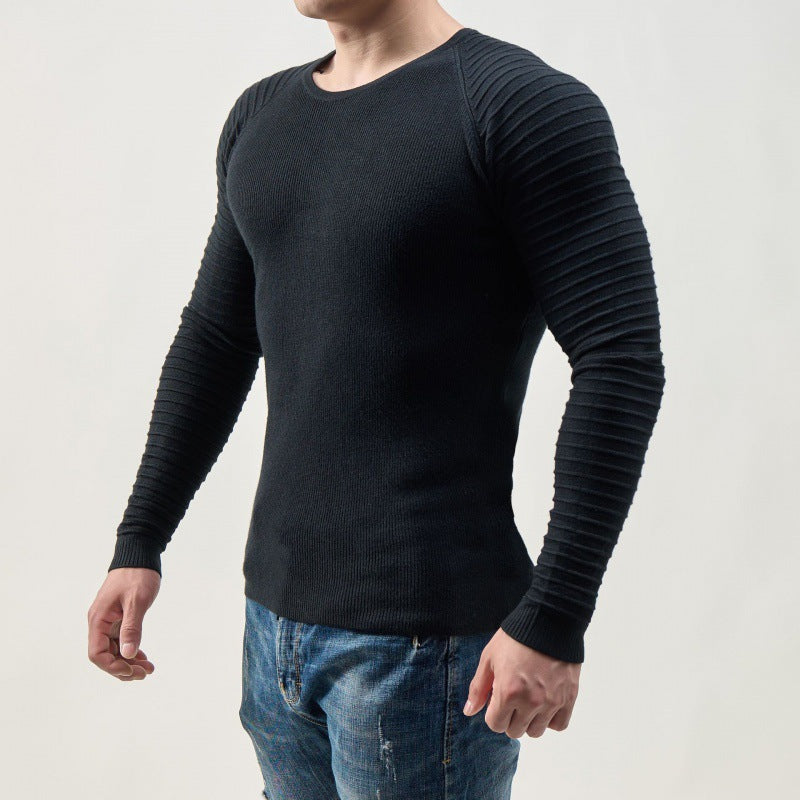 Herren Langärmliges T-Shirt mit modernen Rippstrukturen und körperbetonter Passform EB