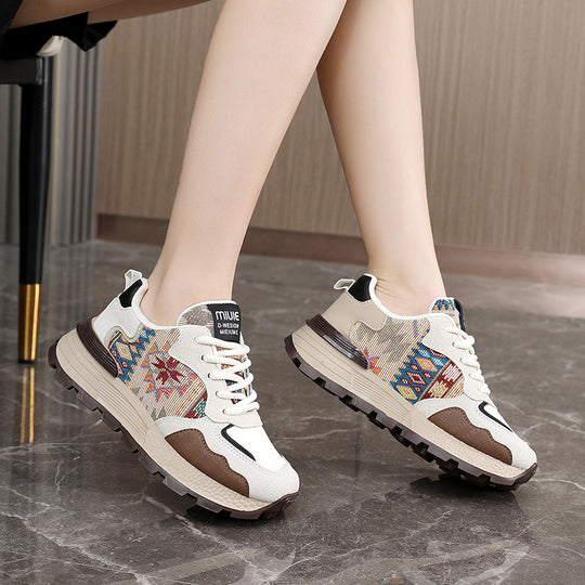 Damen Sportliche Sneakers mit farbenfrohem Ethno-Muster und rutschfester Sohle EB
