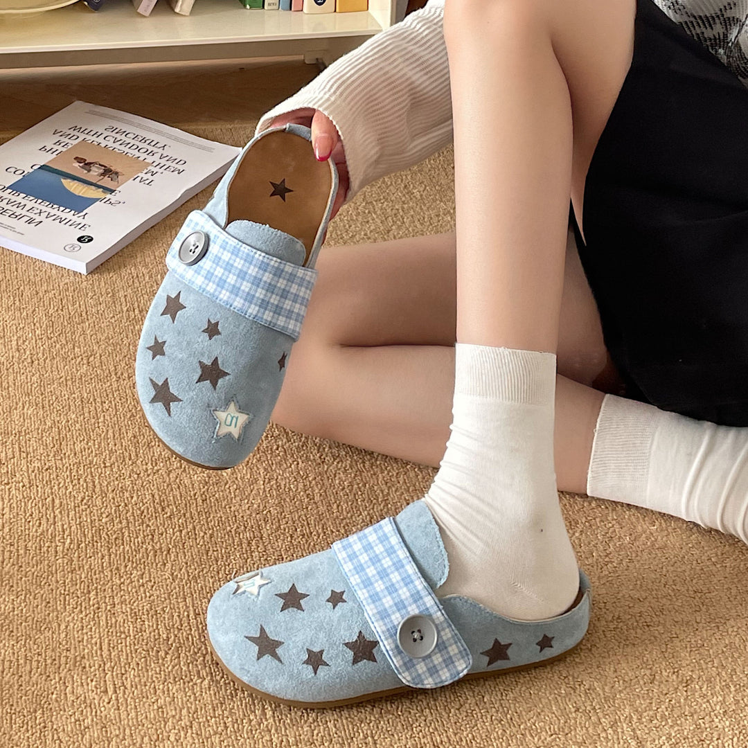 Damen Clogs mit modischem Sternen-Design und bequemer Sohle EB