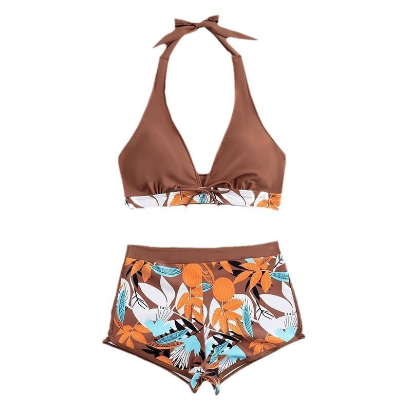 Damen Bikini-Set mit floralem Muster und herausnehmbarem Push-Up-BH EB