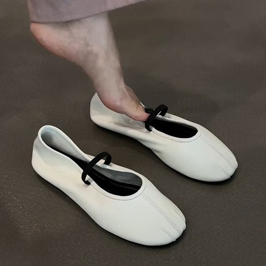 Damen Bequeme Ballerinas mit elastischem Riemen und weichem Innenfutter EB