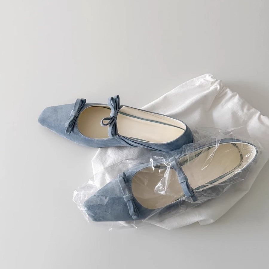Damen Ballerina-Schuhe mit luxuriösem Schleifenakzent und spitz zulaufendem Design EB