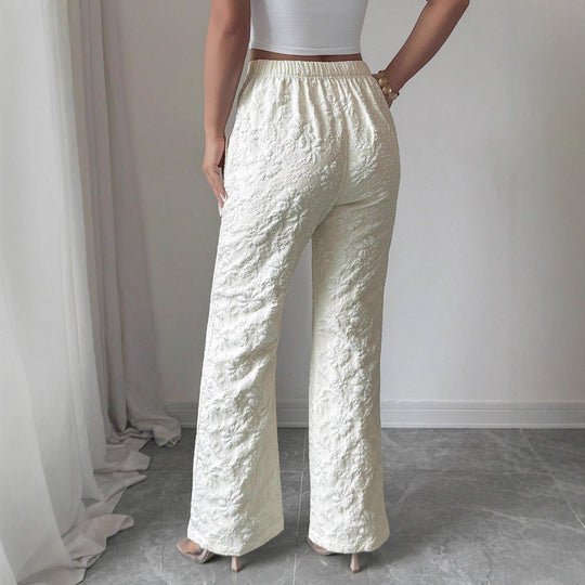 Damen Elegante Stoffhose mit hochgezogenem Schnitt und floralem Muster EB