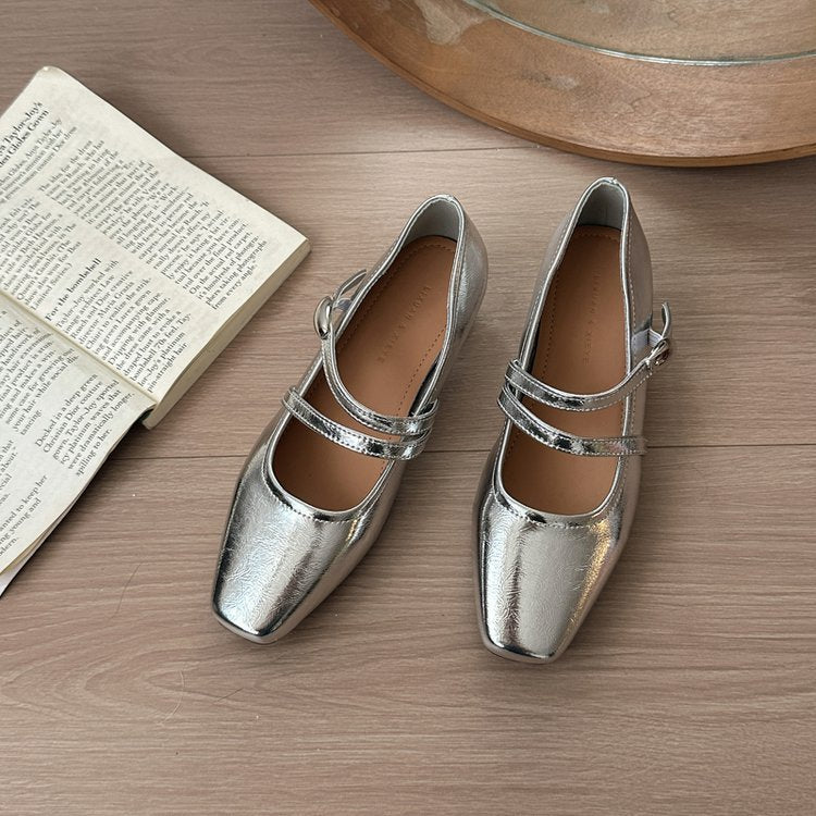 Damen Ballerinas mit modischem Riemchen und eleganter Schnallenverzierung EB