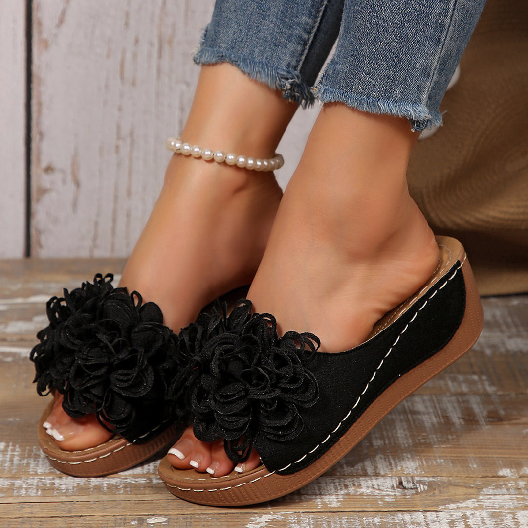 Damen Wedge-Pantolette mit floralen Applikationen EB