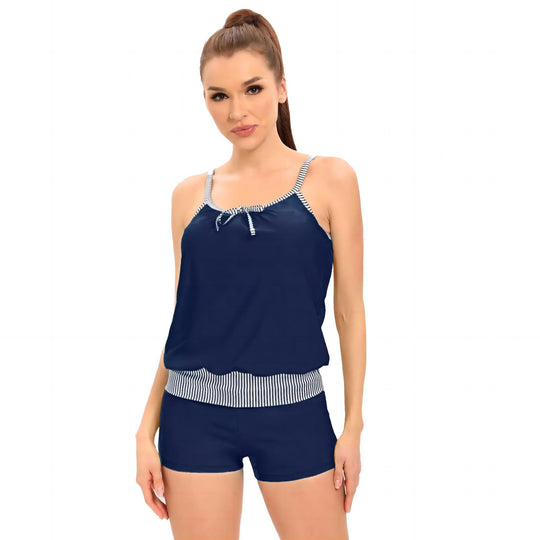 Damen Tankini-Set mit lässigem Oberteil und sportlichen Shorts EB