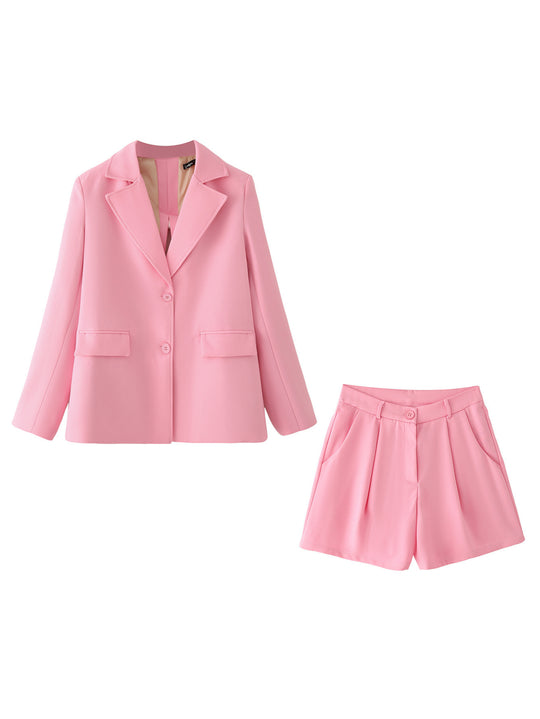 Damen Blazer-Short-Set mit eleganter Schnittführung und praktischen Taschen EB
