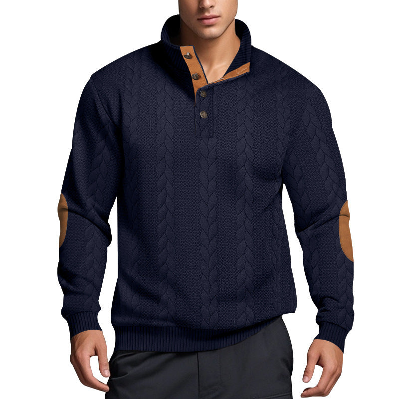 Herren Strickpullover mit hohem Kragen und strukturiertem Muster EB