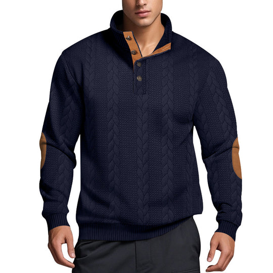 Herren Strickpullover mit hohem Kragen und strukturiertem Muster EB