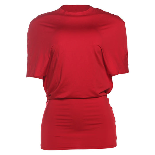 Damen figurbetontes Kurzarmshirt mit raffiniertem Schnitt und elastischem Material EB