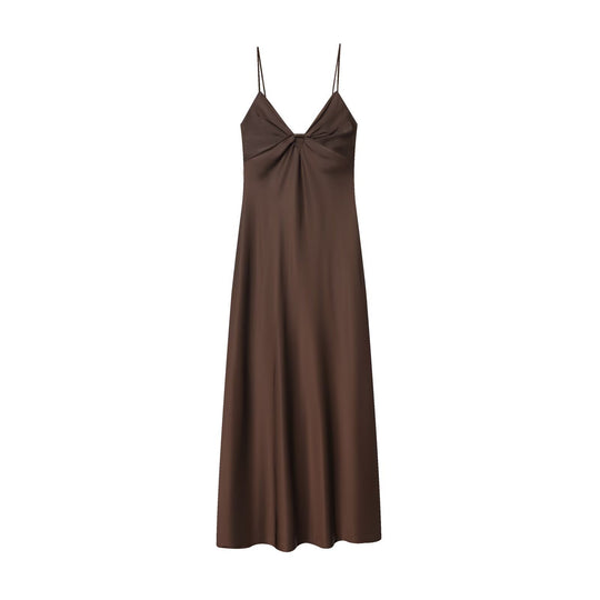 Damen Maxikleid mit elegantem Wasserfallausschnitt und zarter Drapierung EB