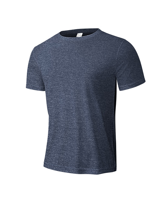 Herren nan meliertes Funktions-T-Shirt mit Rundhalsausschnitt, leichter Baumwollmischung und atmungsaktiver Struktur EB
