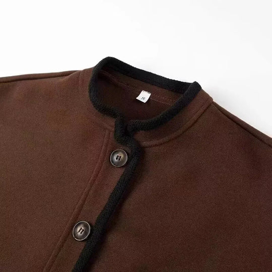 Damen cropped Übergangsjacke mit eleganten Knöpfen und praktischen Taschen EB