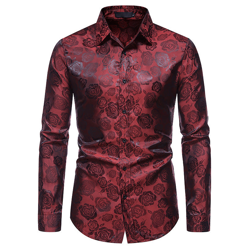 Herren Hemd mit floralen Prägungen und elegantem Glanz EB