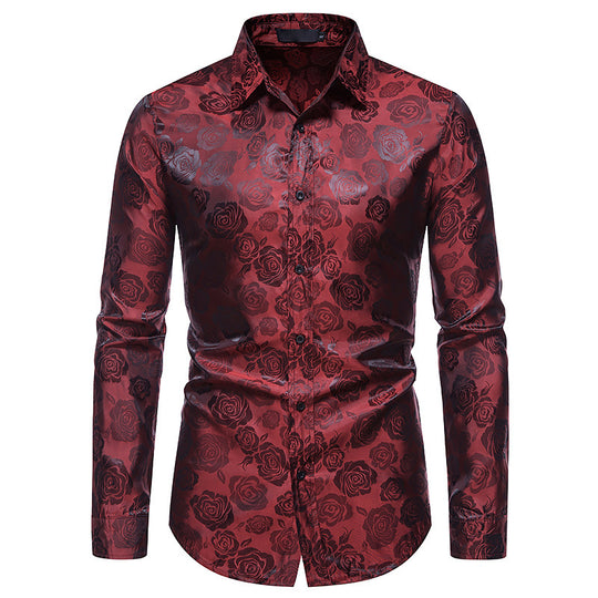 Herren Hemd mit floralen Prägungen und elegantem Glanz EB