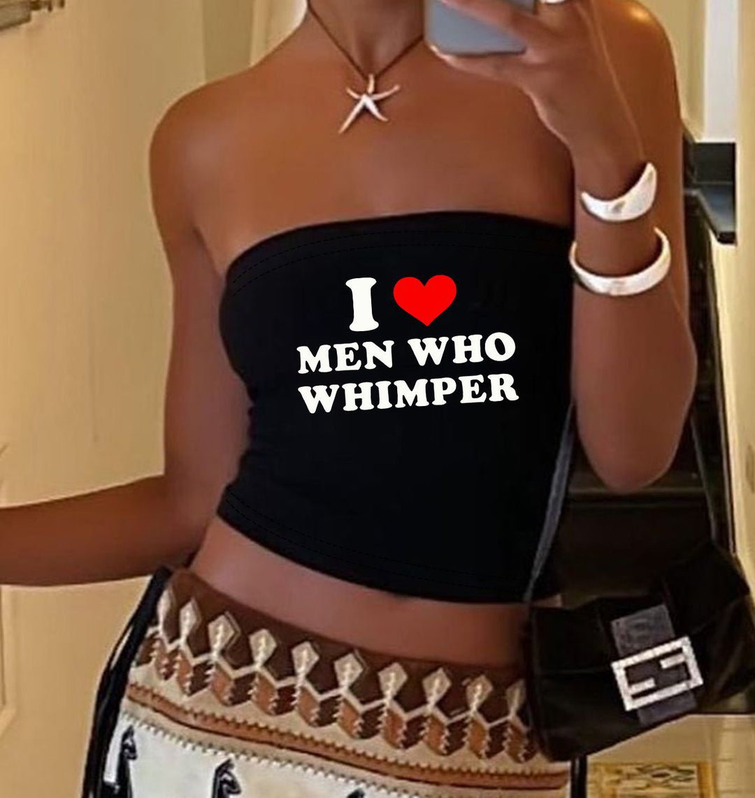 Damen Bandeau-Top mit auffälligem Statement-Aufdruck EB