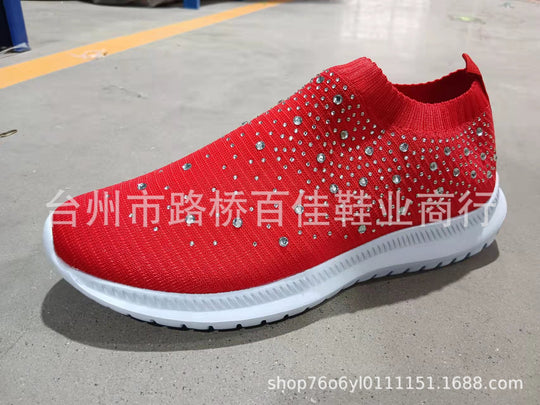 Damen nan sockenähnliche Strick-Sneaker mit Kristallapplikationen und flexibler Leichtsohle EB
