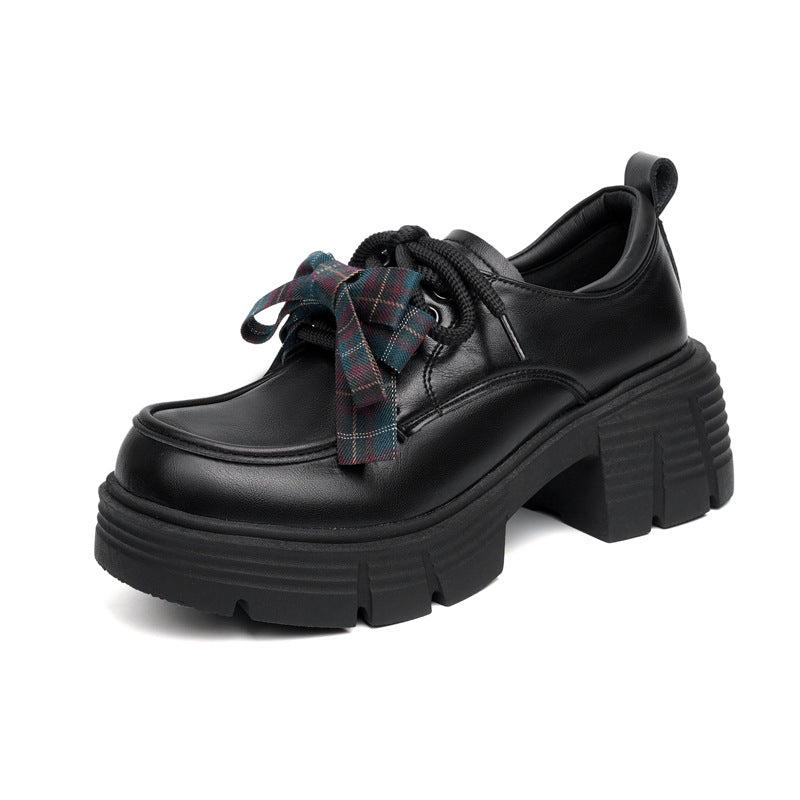 Damen Plateau-Schnürschuhe mit modischem Kettendetail und robustem Blockabsatz EB