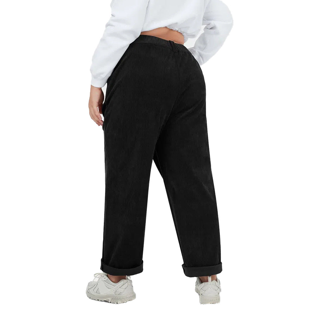Damen Cordhosen mit weitem Bein und Bundfalten EB