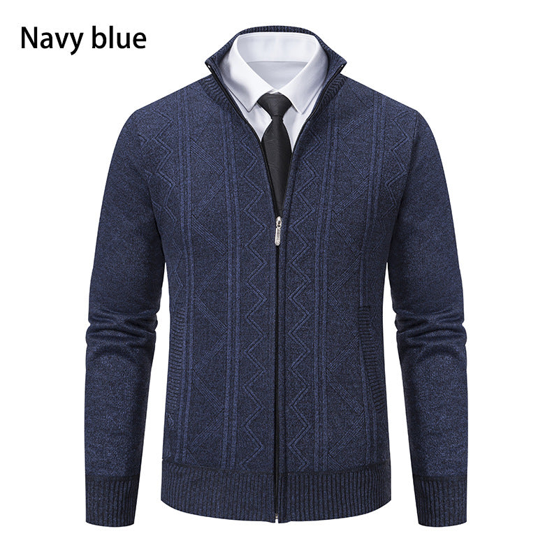 Herren modische Strickjacke mit hohem Kragen und Reißverschluss EB