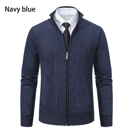 Herren modische Strickjacke mit hohem Kragen und Reißverschluss EB