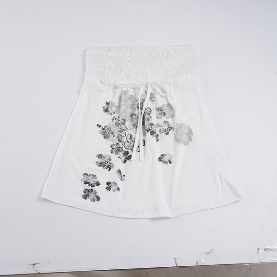 Damen Baumwollrock mit floralen Mustern und elastischem Bund EB