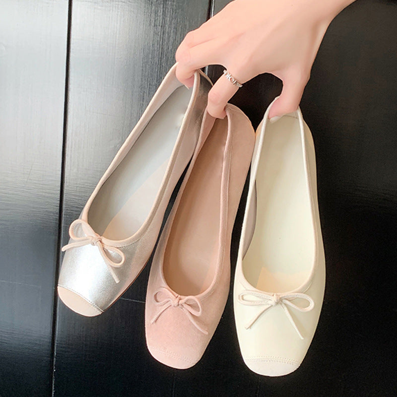 Damen elegante Ballerinas mit zartem Schleifen-Detail EB