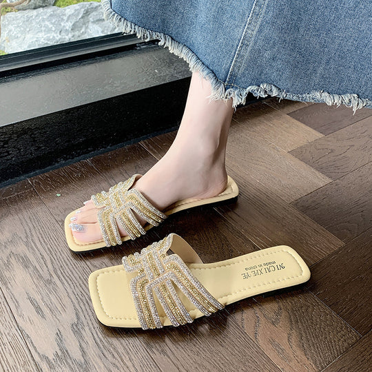 Damen Glamouröse Slippers mit funkelnden Strassdetails EB