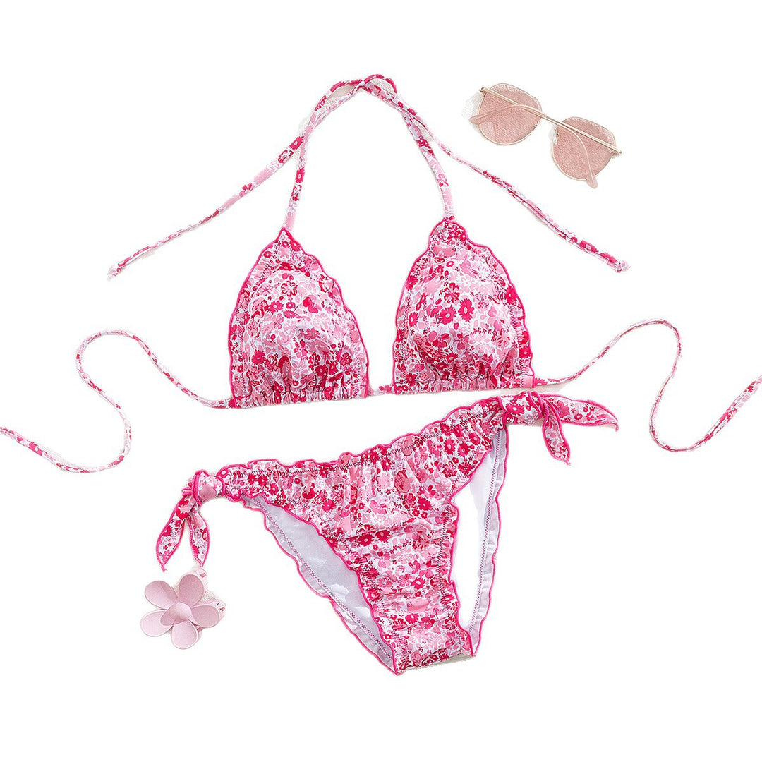 Damen floral gemusterter Triangel-Bikini EB