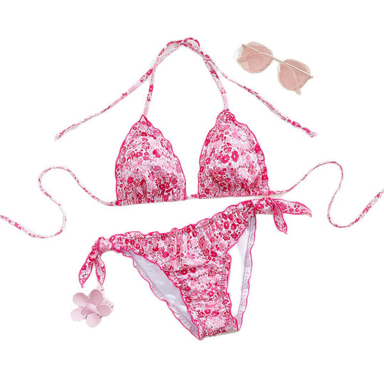 Damen floral gemusterter Triangel-Bikini EB