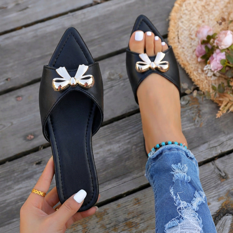 Damen modische Slipper mit eleganter Schleifenapplikation EB