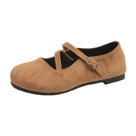 Damen Bequeme Ballerinas mit Querriemen und Schnallenakzent EB