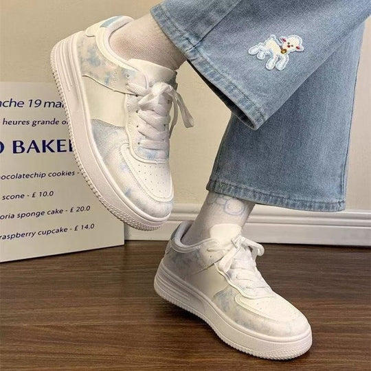 Damen Sneakers mit Wasserfarbigem Muster und dämpfendem Sohlenprofil EB