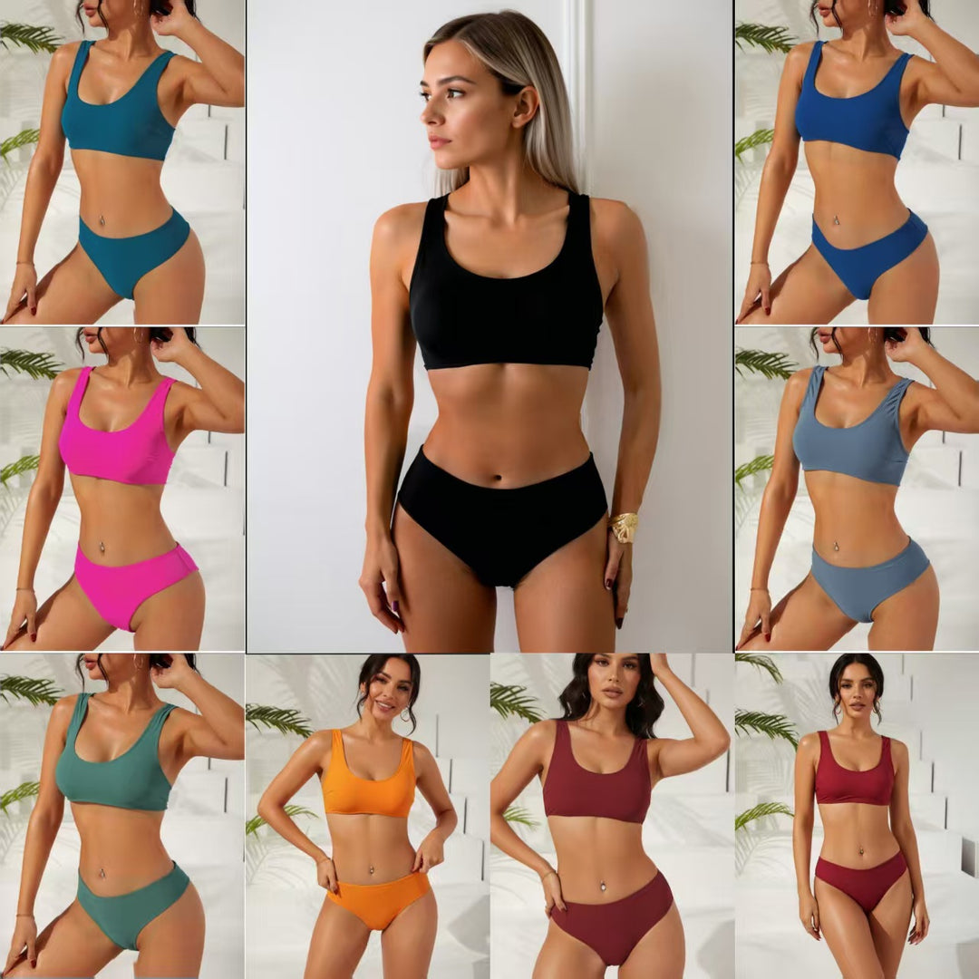Damen Sportlicher Bikini mit körperbetontem Schnitt EB