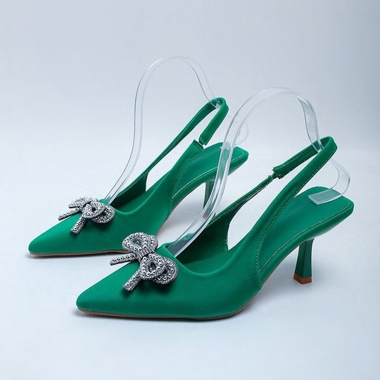 Damen Slingback Pumps mit funkelndem Schleifen-Detail EB