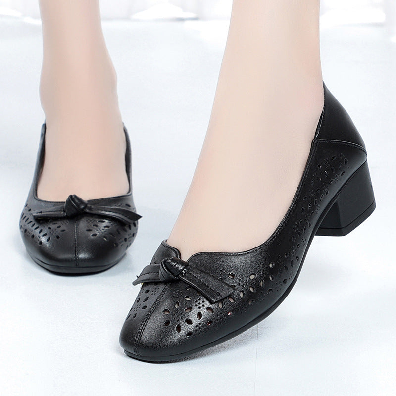 Damen Elegante und luftige Ballerinas mit modischem Lochdesign und komfortablem Absatz EB