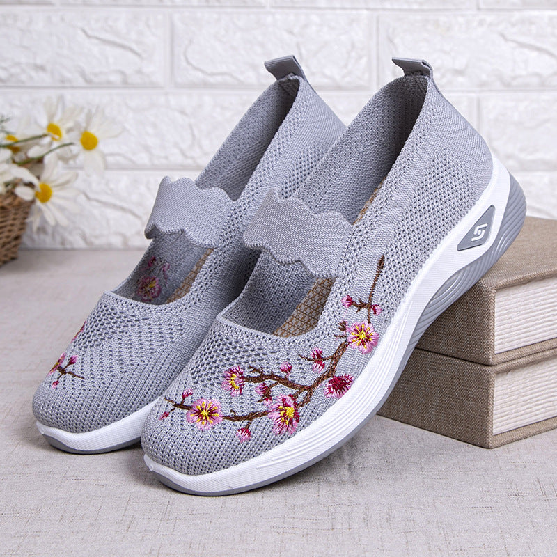 Damen modische Stoffschuhe mit elastischem Riemen und floralem Design EB