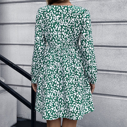 Damen Wickelkleid mit hohem V-Ausschnitt und tailliertem Gürtel EB