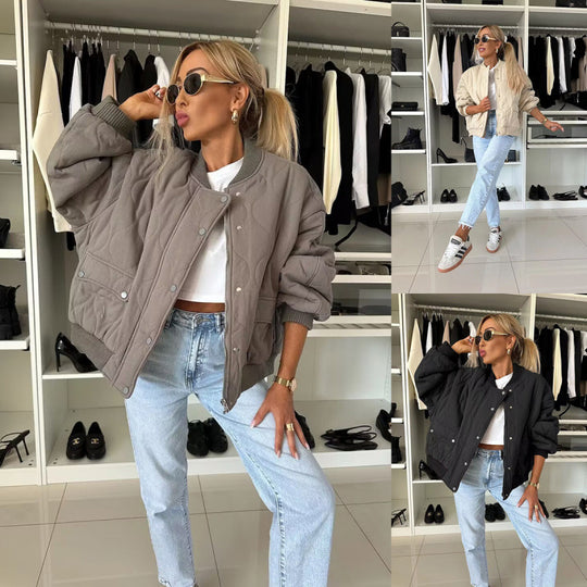 Damen gesteppte oversized Bomberjacke EB