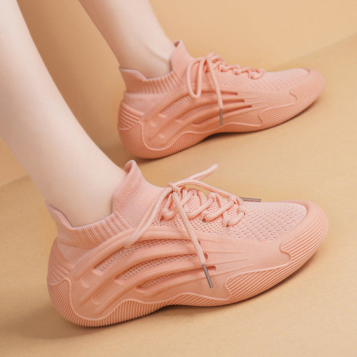 Damen Sportliche Sneakers mit atmungsaktiver Strick-Oberfläche und flexibler Sohle EB