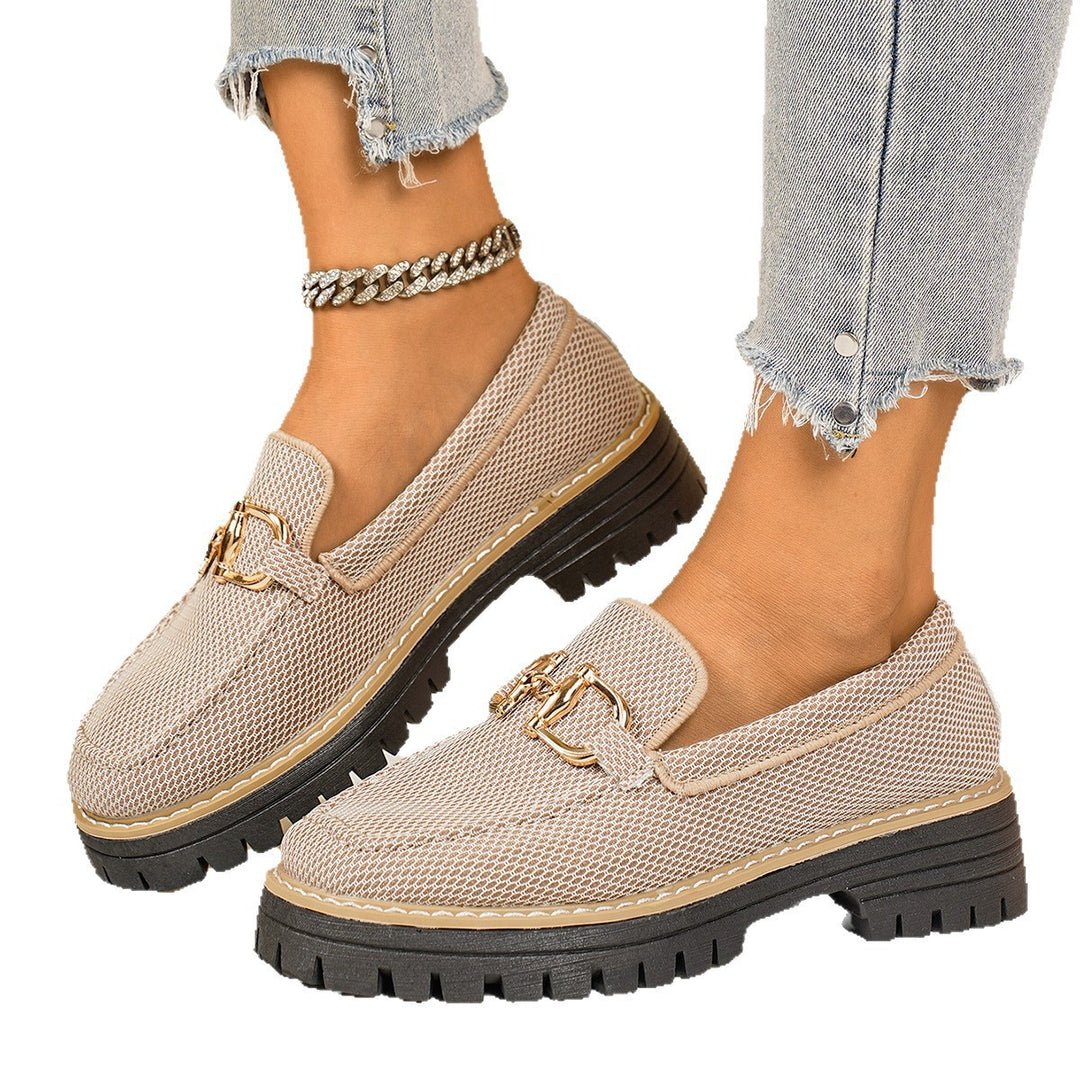 Damen atmungsaktive Slip-On Sneakers mit schickem Zierdetail EB