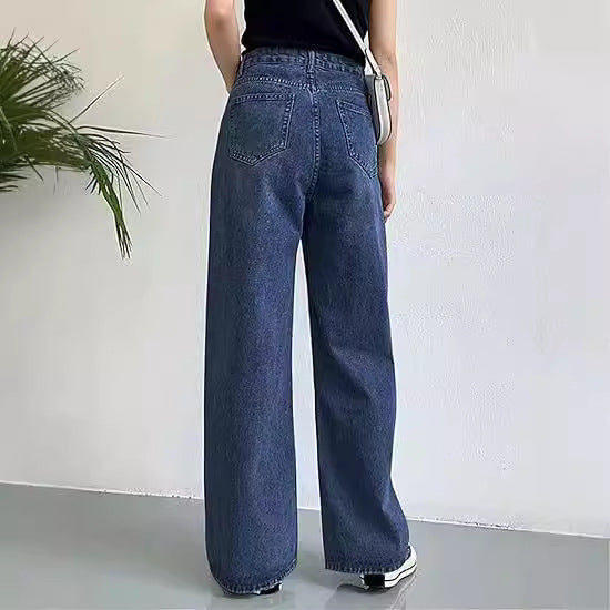 Damen Weit geschnittene high-waist Jeans mit klassischem Look EB