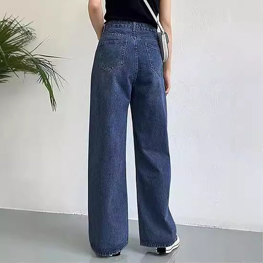 Damen Weit geschnittene high-waist Jeans mit klassischem Look EB