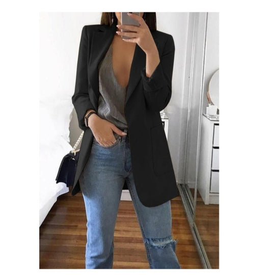 Damen eleganter Blazer mit tailliertem Schnitt und praktischen Taschen EB
