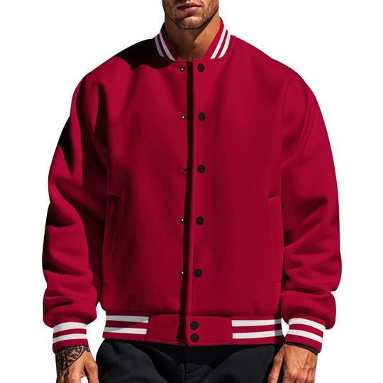 Herren nan College-Strickjacke im Retro-Look mit Rippkragen, Druckknopfverschluss und Eingrifftaschen EB