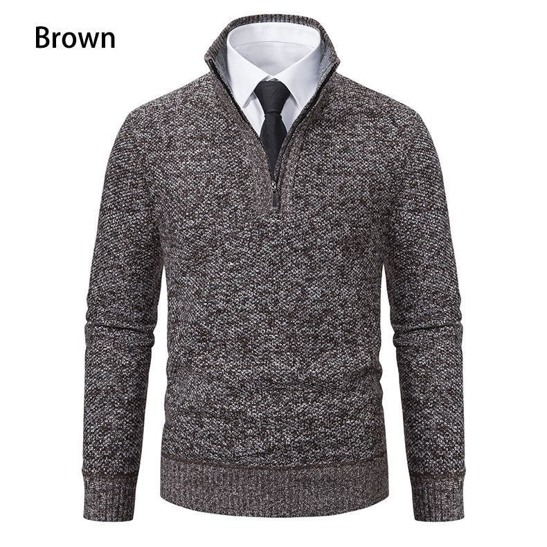 Herren Strickpullover mit modernem Reißverschluss und strukturiertem Design EB
