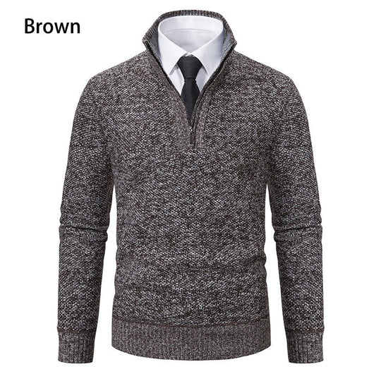 Herren Strickpullover mit modernem Reißverschluss und strukturiertem Design EB