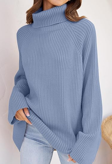 Damen Feinstrickpullover mit hohem Kragen und weitem Schnitt EB